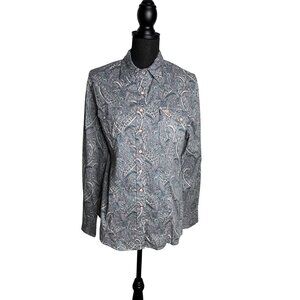 Cinch Women’s Western Pearl Snap Down Cotton Paisley Print Shirt L